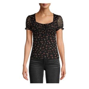 NWT No Boundaries Juniors Floral Sweetheart Blouse